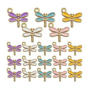 30 dijes de libélula esmaltada coloridos colgantes de_1