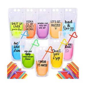 30 juegos de bolsas de bebidas con pajitas coloridas_1