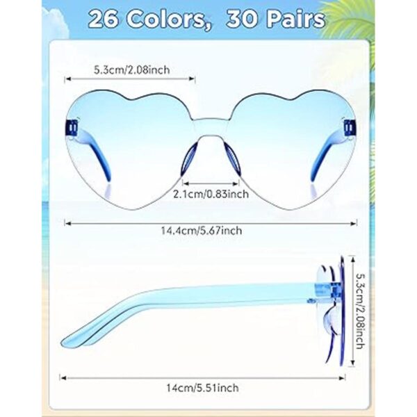 30 pares de lentes de sol en forma de corazón sin montura_2