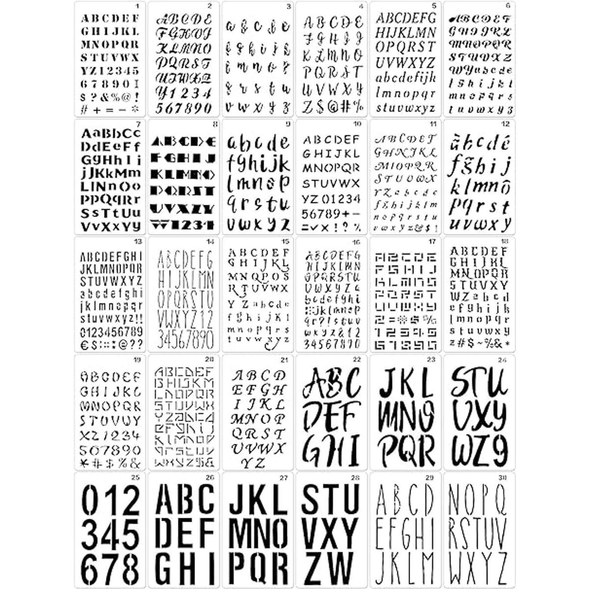 30 plantillas de letras para pintar de 4 x 7 pulgadas