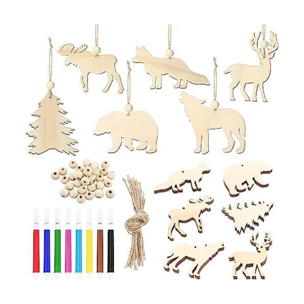 30 recortes de madera de Navidad con diseño de ciervos de