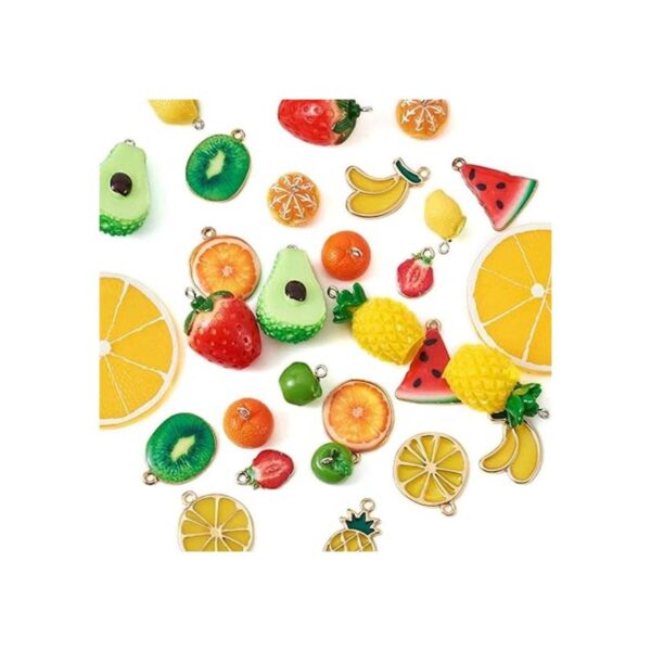 30 unidscaja resina y aleación esmalte fruta encantos 15_2