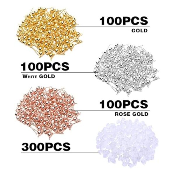 300 aretes de bola de 3 colores hipoalergénicos de