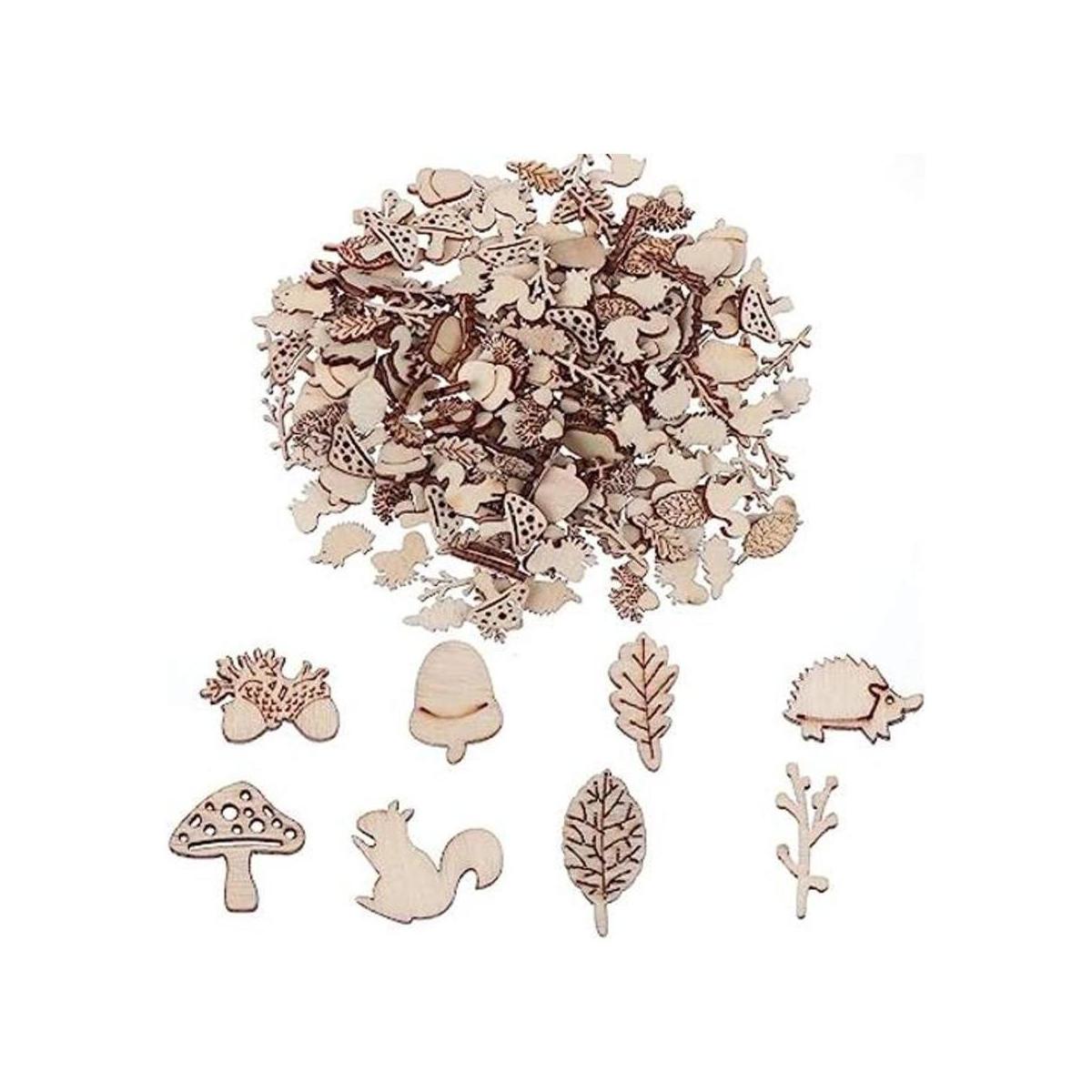 300 piezas de adornos de madera forma de ardilla de hongo