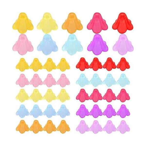 300 piezas de cuentas de flores de trompeta de colores