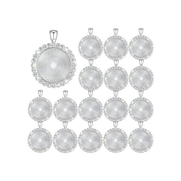 32 bandejas colgantes de bisel de diamantes de imitación