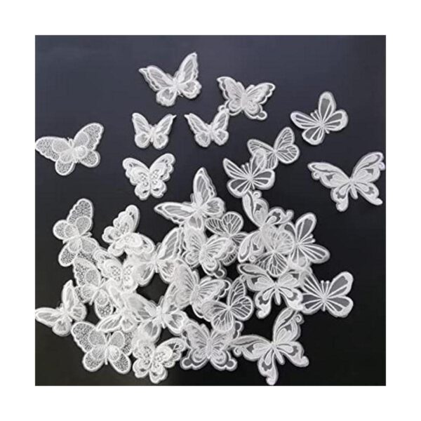 32 piezas de encaje blanco mariposa bordado parches de_1