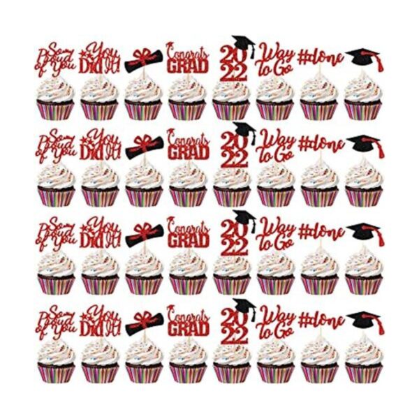 32 piezas de decoración para cupcakes de graduación 2022_1