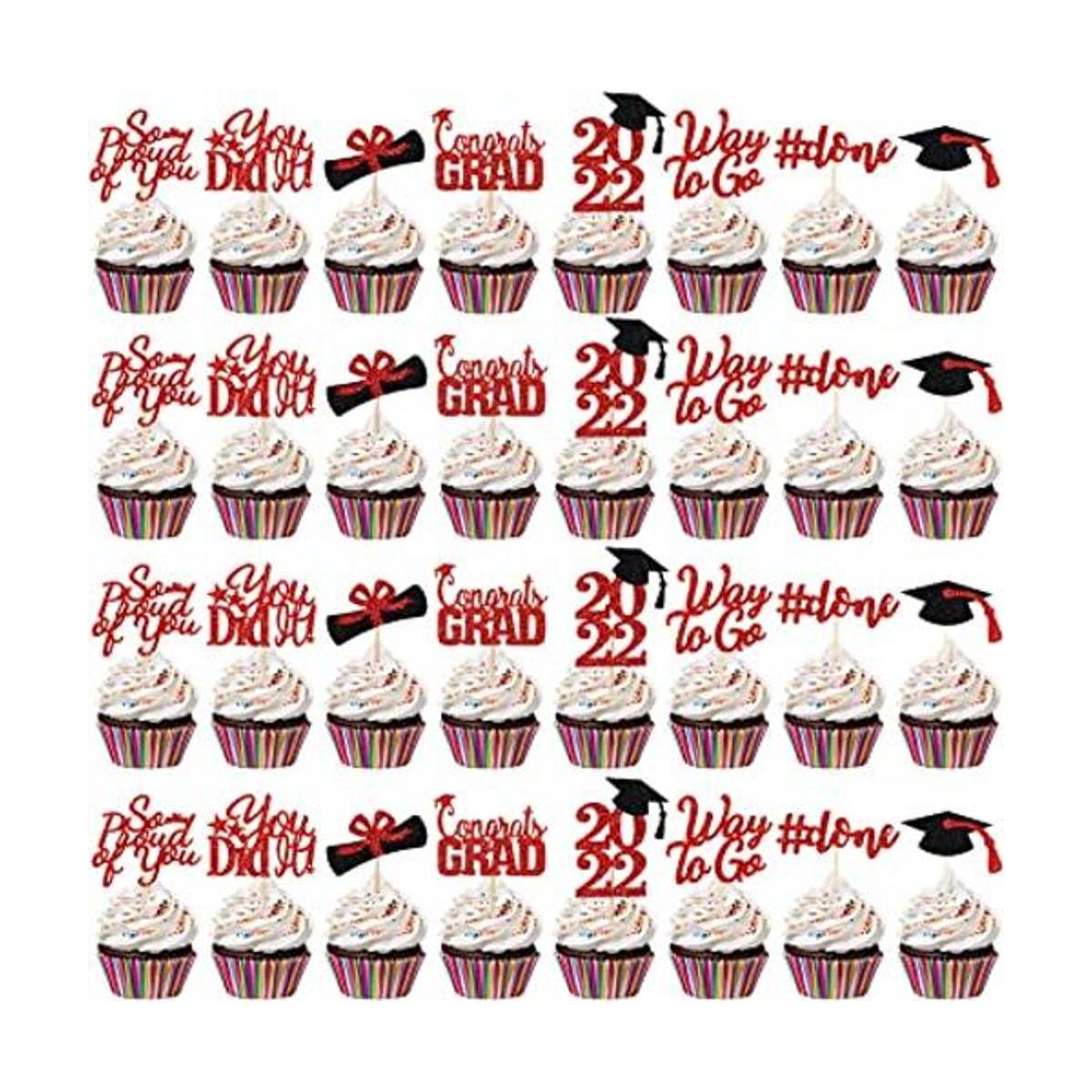 32 piezas de decoración para cupcakes de graduación 2022