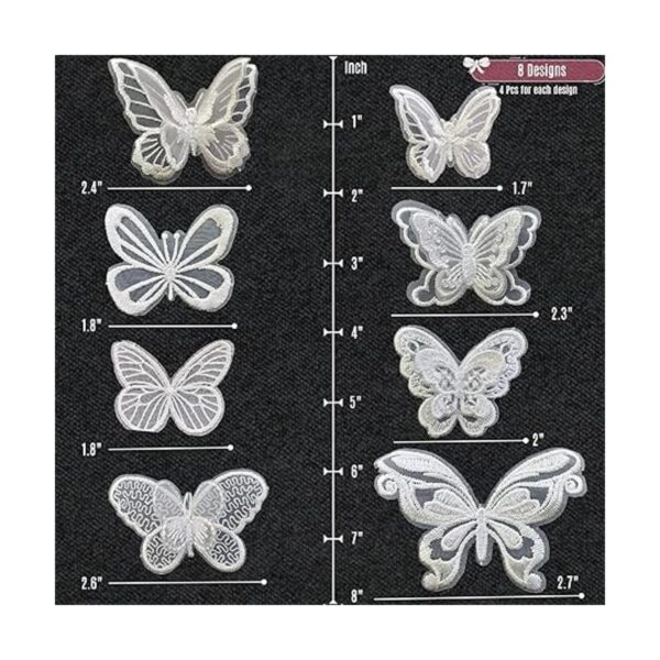 32 piezas de encaje blanco mariposa bordado parches de_2