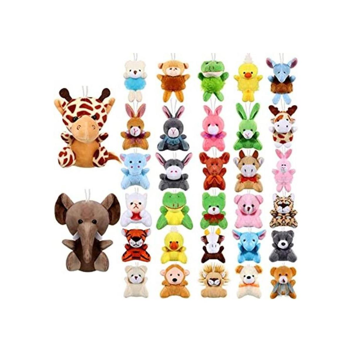 32 piezas de mini juguetes de peluche de safari lindos