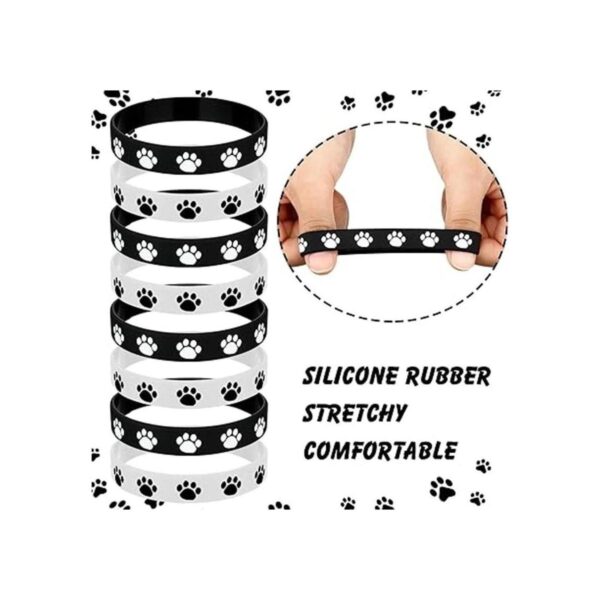48 pulseras de goma con estampado de patas multicolor de