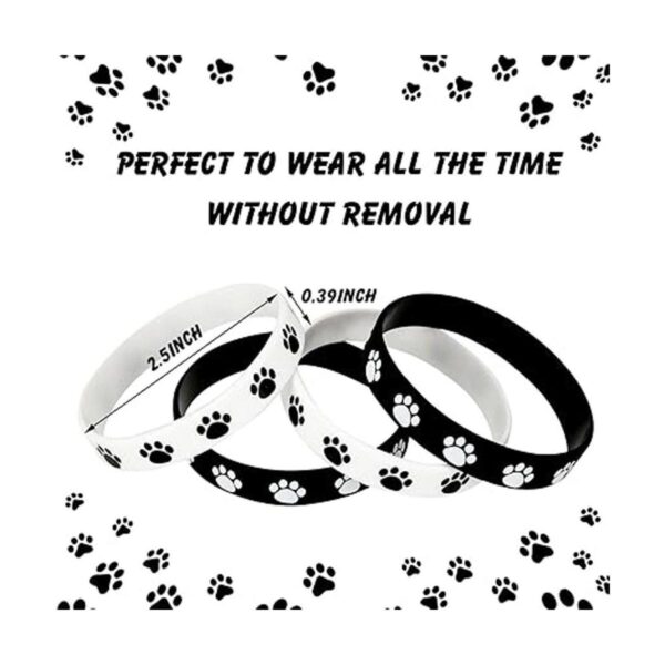 48 pulseras de goma con estampado de patas multicolor de
