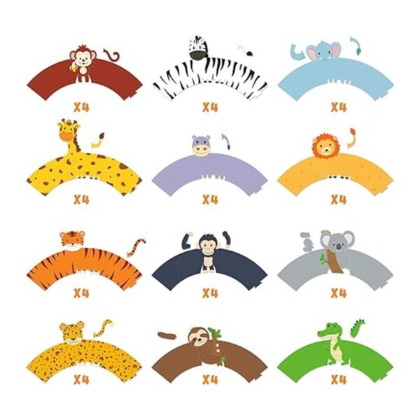 48 envolturas para cupcakes de animales de safari de la_4