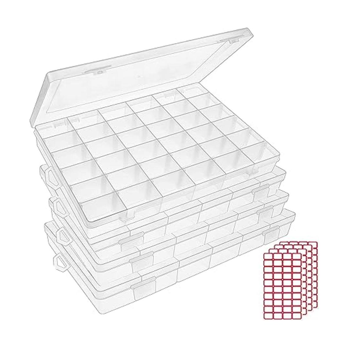 4pack 36 Grids Plastic Clear Organizer Box Bead Storage