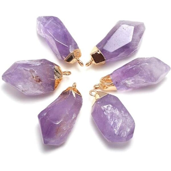 5 colgantes de piedra natural forma irregular amatistas_1