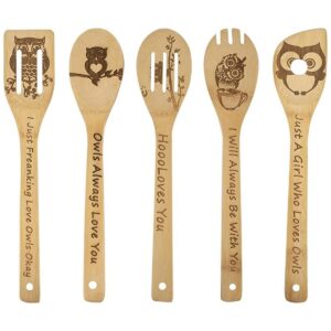 5 cucharas de cocina de madera de búho regalos de búho