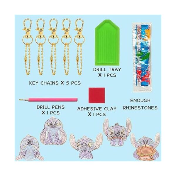 5 llaveros de pintura de diamantes para niños y adultos