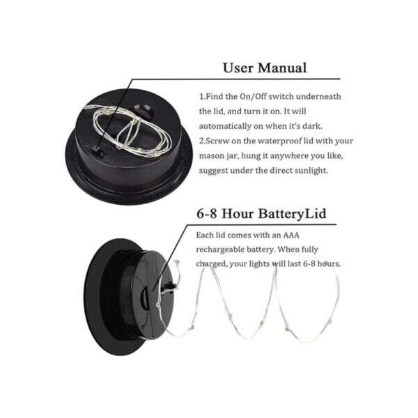 5 paquetes de luces de jarro Mason 10 luces solares LED_4