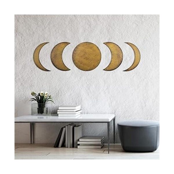 5 piezas de metal fase lunar decoración de pared oxidada