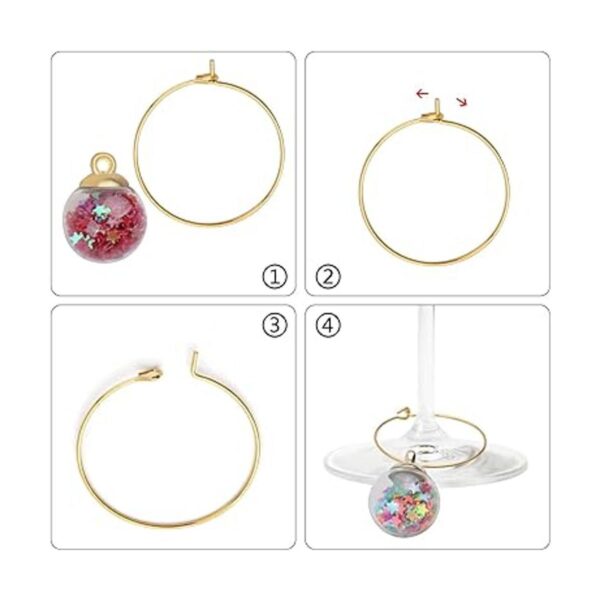 50 anillos de cristal de 0.984 in de diámetro para copas