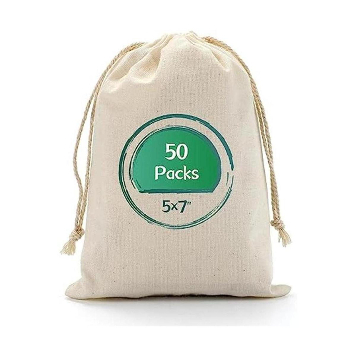 50 bolsas de regalo con cordón para muselina bolsa de 5 x