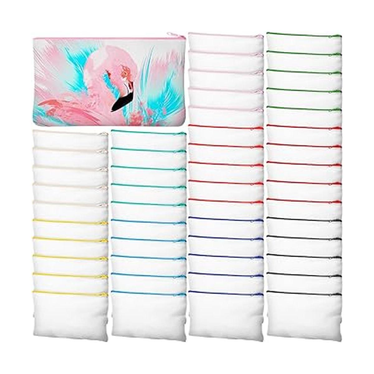 50 bolsas de maquillaje de lona en blanco por sublimación