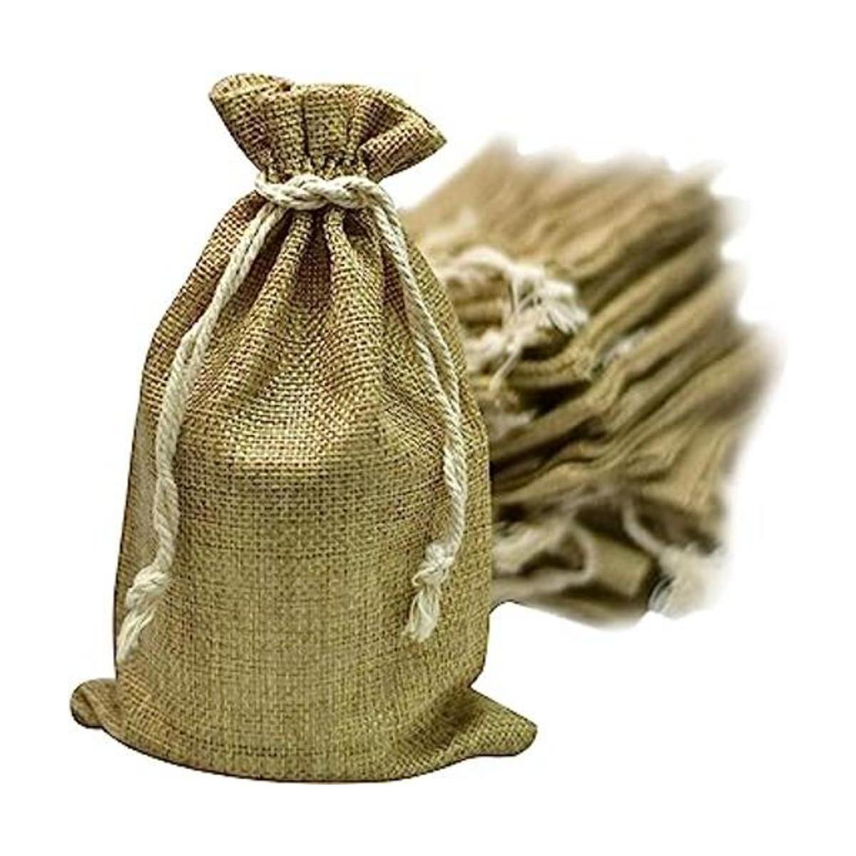 50 bolsas de arpillera con cordón ajustable 5 x 8