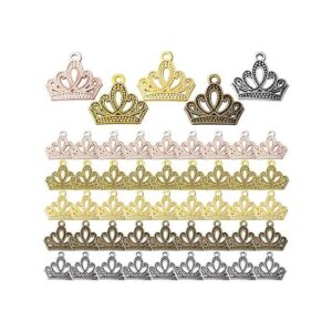 50 colgantes de aleación vintage encantos de corona de rey
