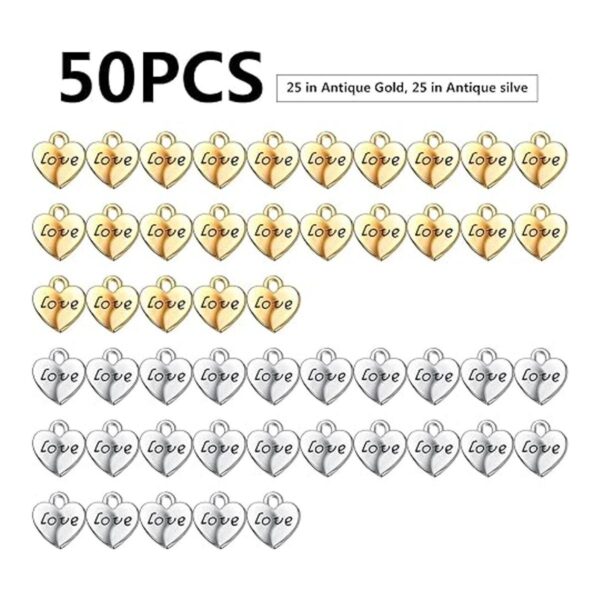 50 colgantes en forma de corazón para joyas