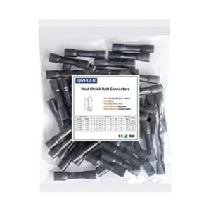 50 conectores negros termocontraíbles de 14 a 12 AWG de_1