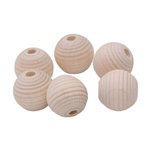 50 cuentas de madera tallada con rosca geométrica natural_1