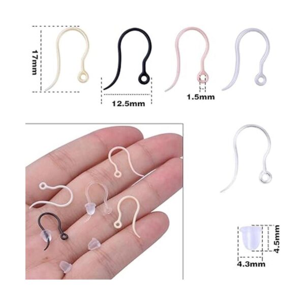 50 ganchos de plástico de 5 colores para pendientes con