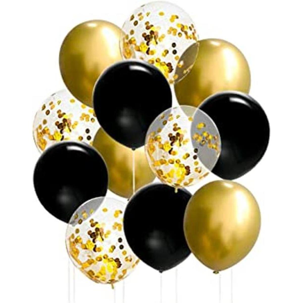 50 globos negros y dorados de 12 pulgadas globos de