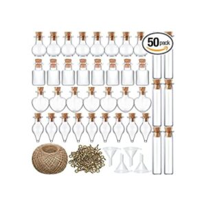 50 frascos pequeños de vidrio con tapón de corcho