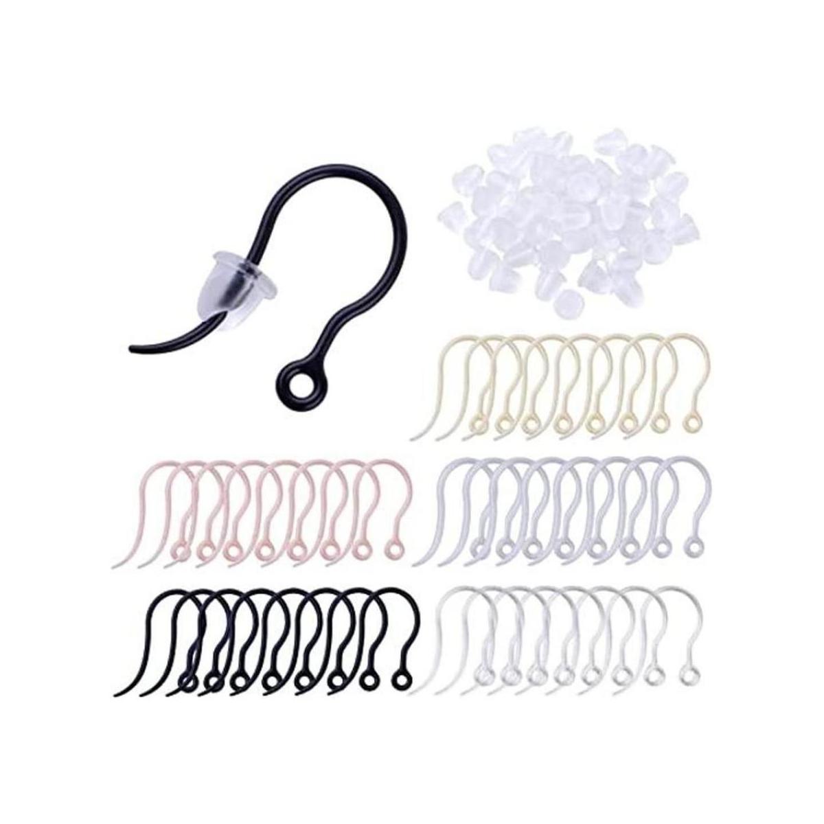 50 ganchos de plástico de 5 colores para pendientes con