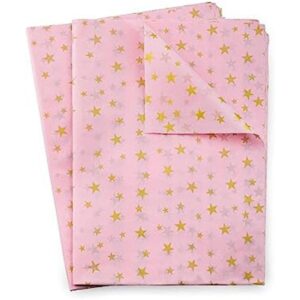 50 hojas de papel rosa con estrella dorada metálica a_1