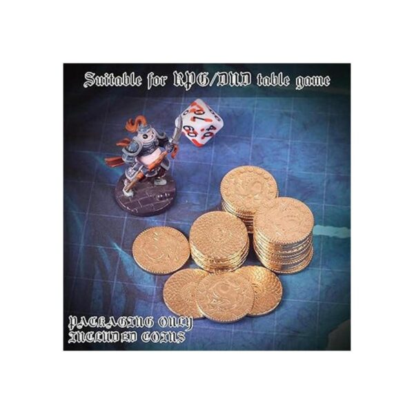 50 monedas DND de metal con bolsa de piel sintética_3
