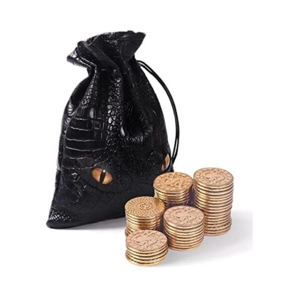 50 monedas DND de metal con bolsa de piel sintética_1