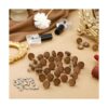 50 piezas de aretes de madera de acero inoxidable marrón