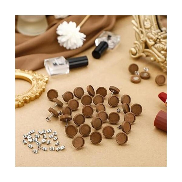 50 piezas de aretes de madera de acero inoxidable marrón