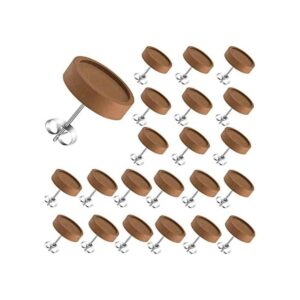 50 piezas de aretes de madera de acero inoxidable marrón