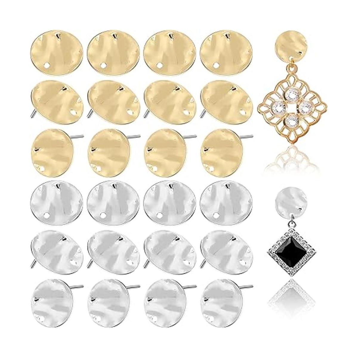 50 piezas de aretes redondos planos con agujero de bucle