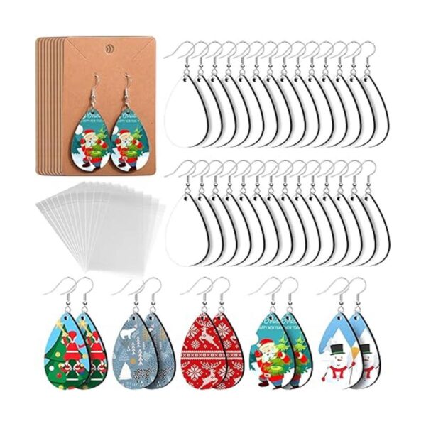 50 piezas de productos de sublimación en blanco Aretes de_1