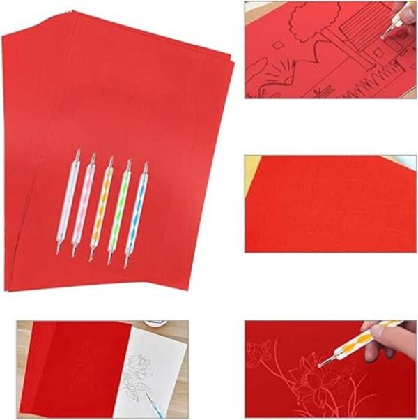 50 piezas de papel de transferencia de carbono rojo con 5