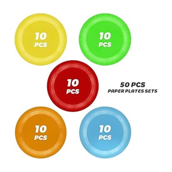 50 platos de papel desechables de 9 pulgadas para cena y