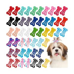50 pinzas para el pelo de perro en forma de hueso a
