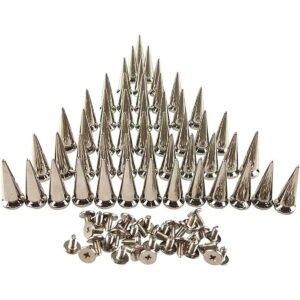 50 puntas de cono plateadas tachuelas traseras metálicas_1