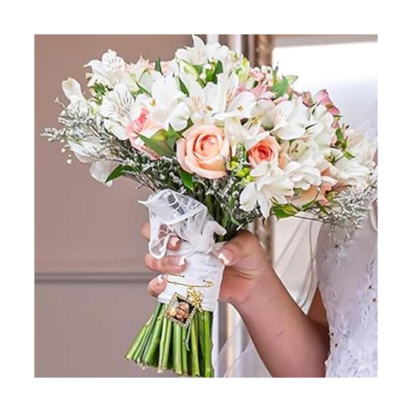 50 piezas de ramo de boda DIY con dije de fotos de