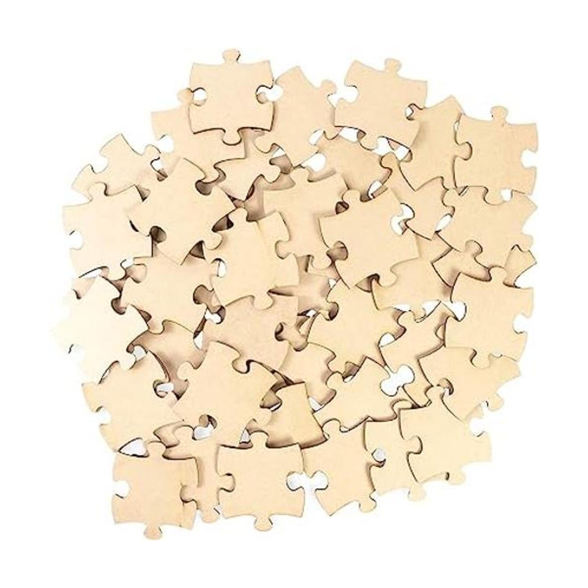 50 piezas de rompecabezas de madera en blanco jumbo para